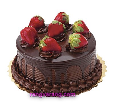 تزیین کیک تولد  با شکلات و توت فرنگی