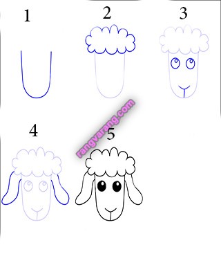 آموزش نقاشی گوسفند به کودکان- سر گوسفند