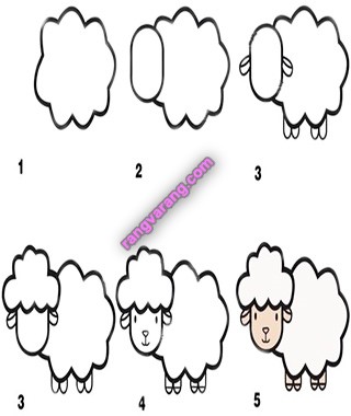 آموزش نقاشی گوسفند به کودکان به شکل مرحله ای