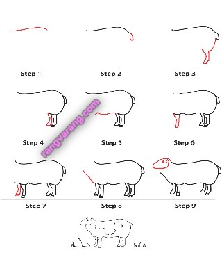 آموزش نقاشی گوسفند به کودکان