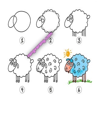 آموزش نقاشی گوسفند به کودکان به صورت گام به گام