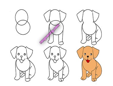 نقاشی سگ برای کودکان با آموزش تصویری
