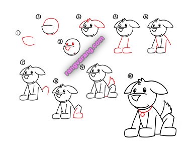 نقاشی سگ برای کودکان ساده و راحت