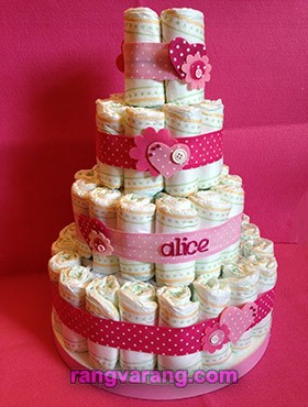 Decorate a girl's diaper cake