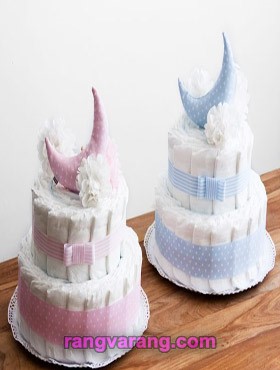 تزیین کیک پوشک برای دو قلوها