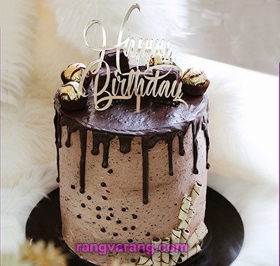 تزیین کیک تولد با شکلات آب شده