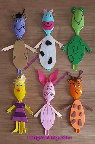 ساخت عروسک با قاشق یک بار مصرف - Spoon animals