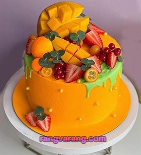 عکس کیک پاییزی با تزیین میوه