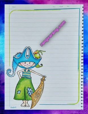 مدل نقاشی دفتر مشق با مداد رنگی پسرانه