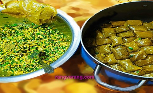 آماده سازی دلمه با برگ مو